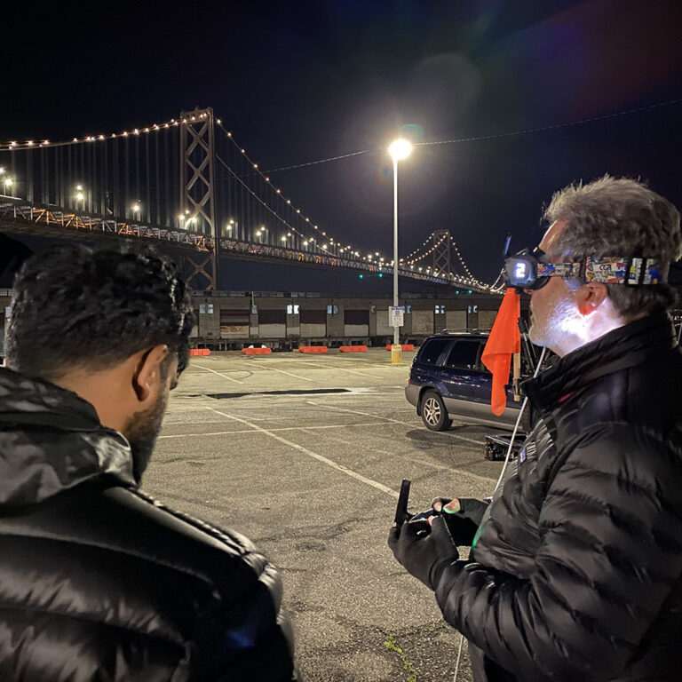 Client getting a front row seat for shots of the Oakland bay